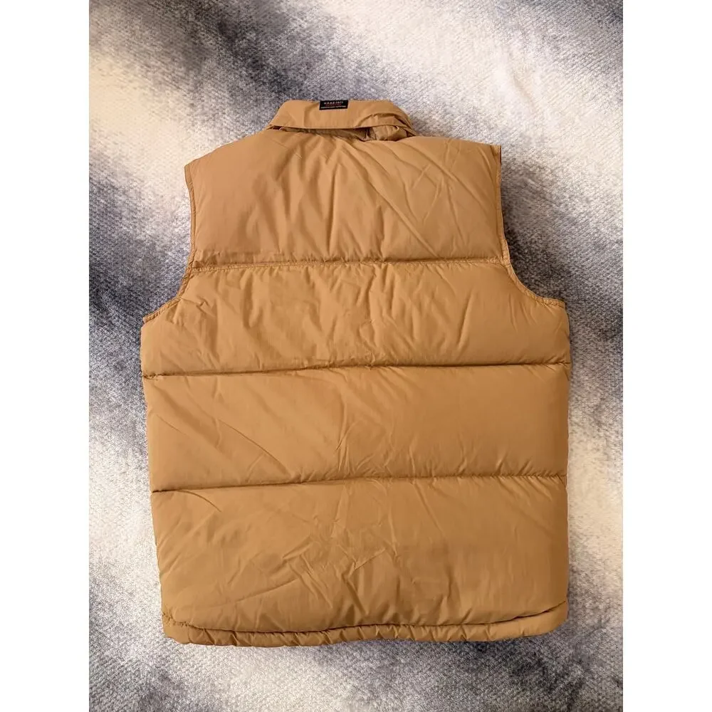 American Eagle Brown Puffer Vest Y2K USAE 1977 Expedition Hood Mens Size XS